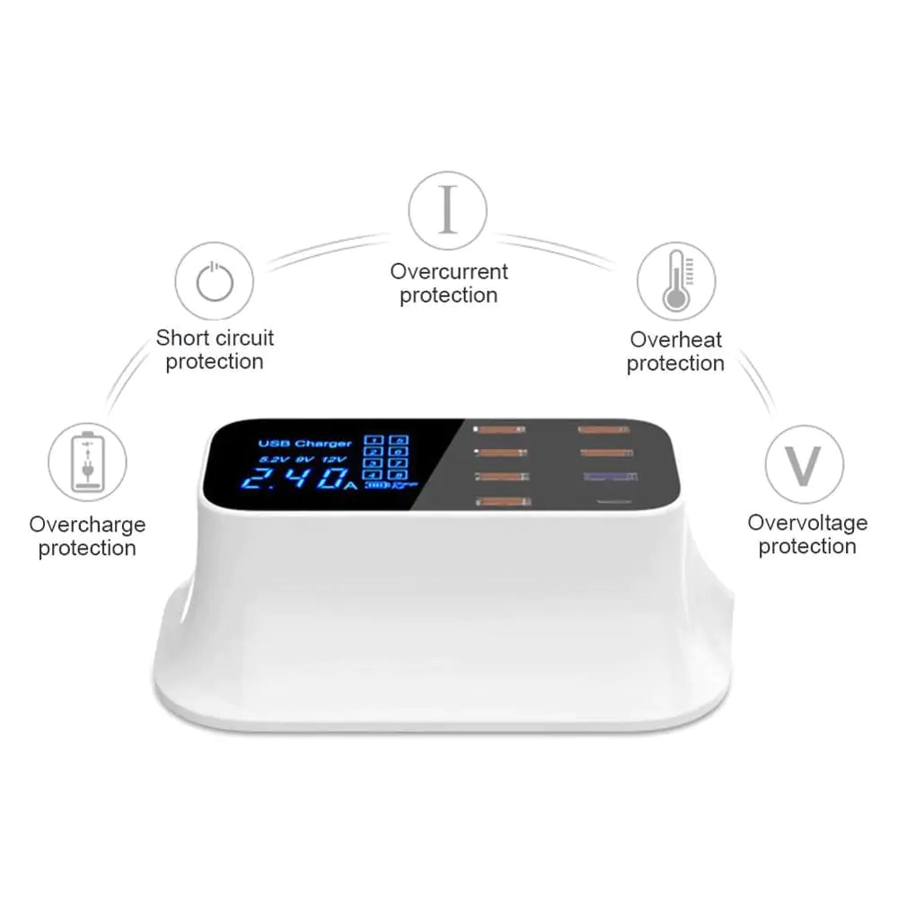 8-Port USB Charging Station with Type-C