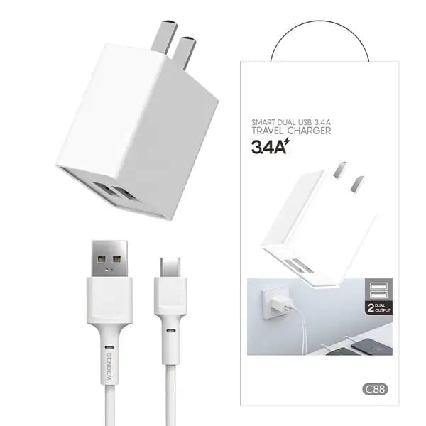 Dual USB Fast Wall Charger – 3.4A Output