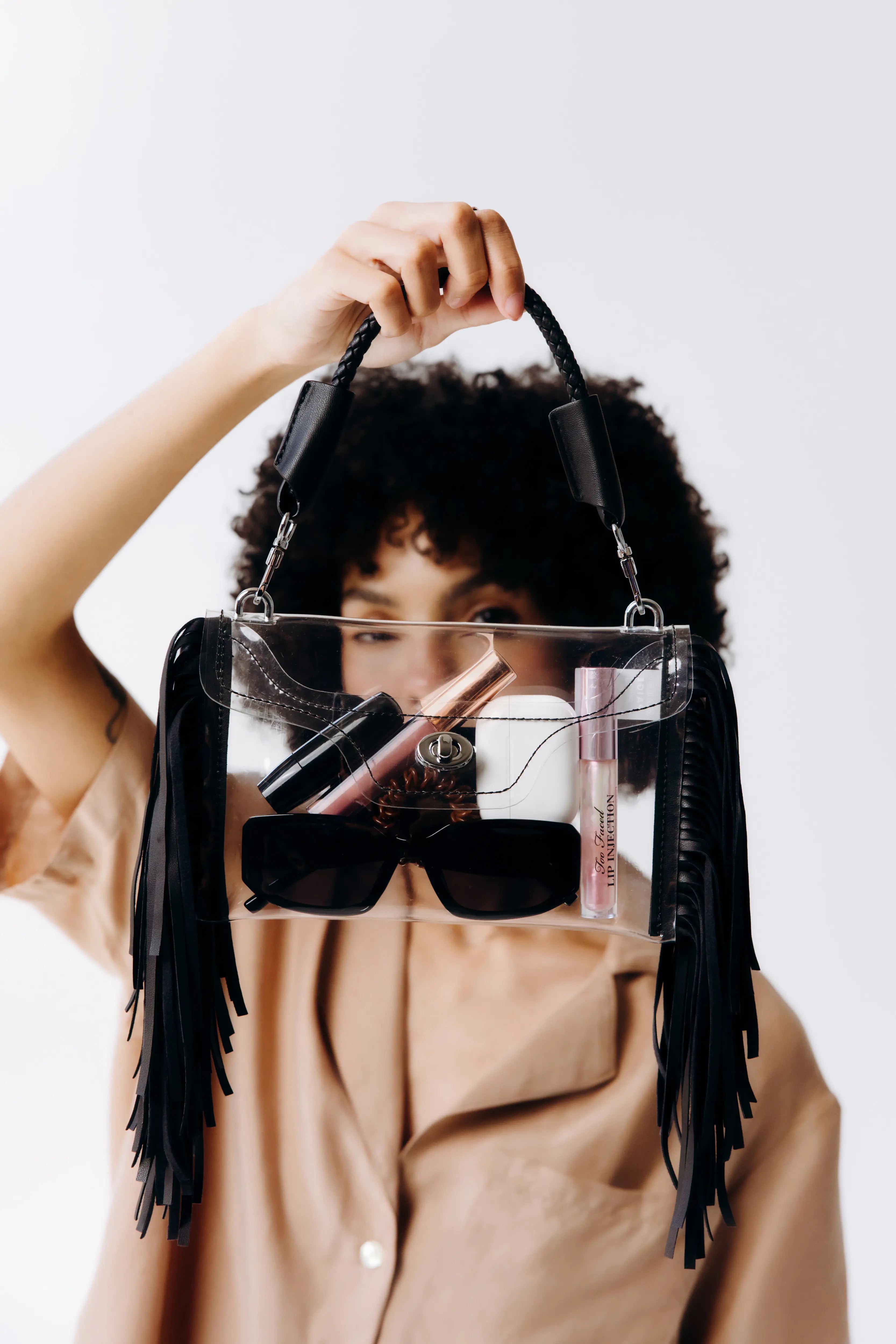 Transparent Fringe Crossbody Bag