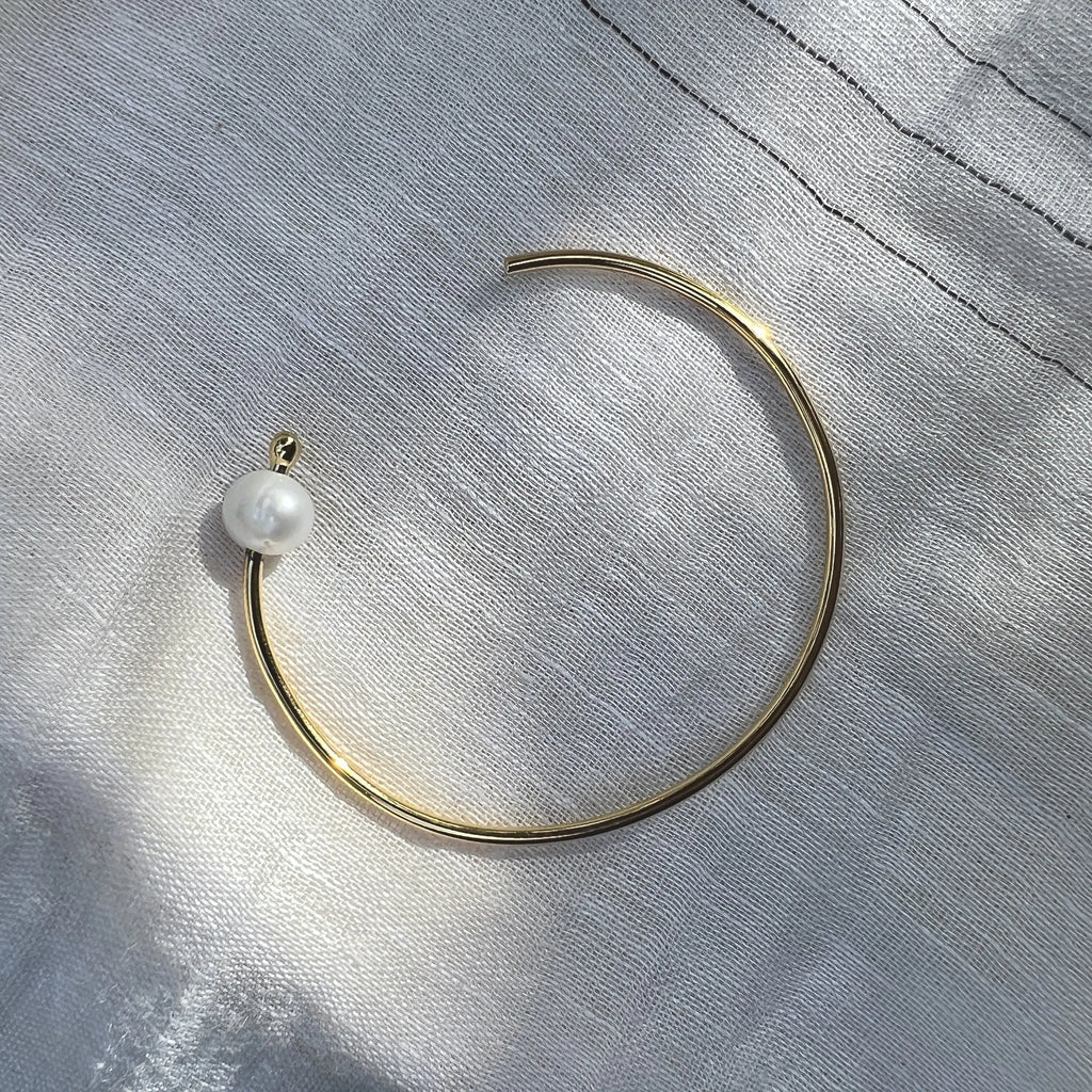 Freshwater Pearl Open Bangle Bracelet