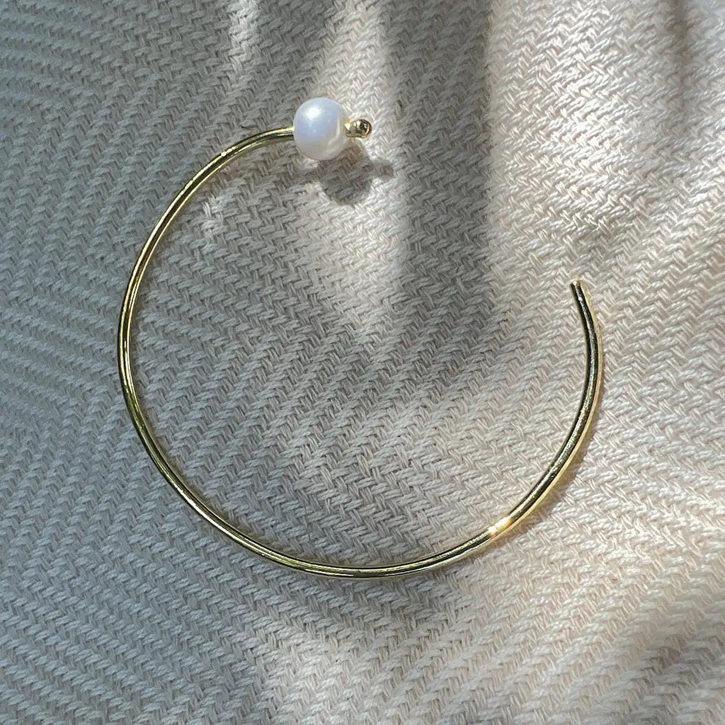 Freshwater Pearl Open Bangle Bracelet